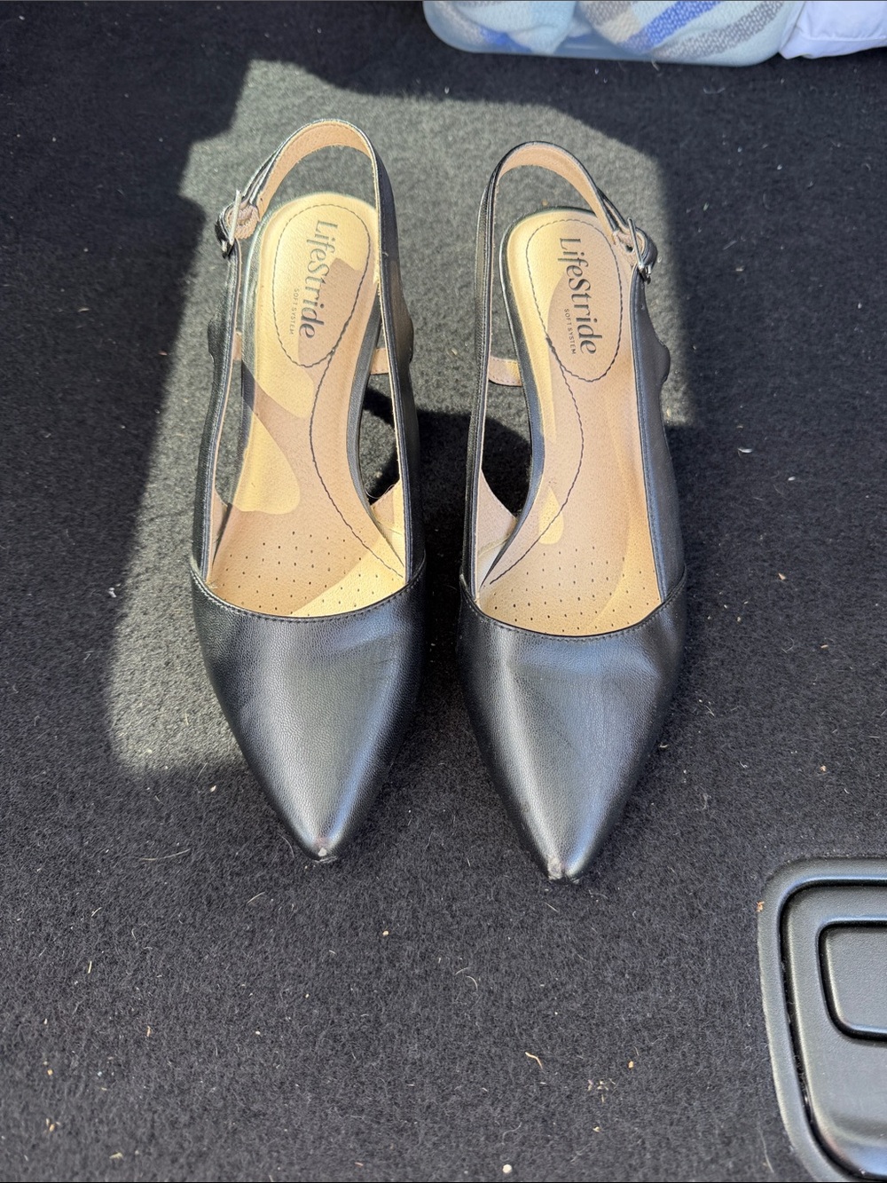 Life Stride Black Pointed Slingback Pumps - Classic Women's Heels